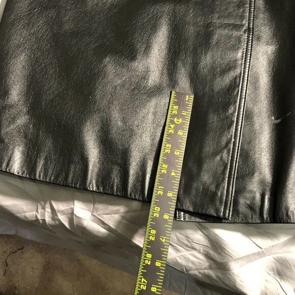 Vintage Charles Klein Womens Leather Trench Cota Small Black Button Front Biker - Picture 7 of 16